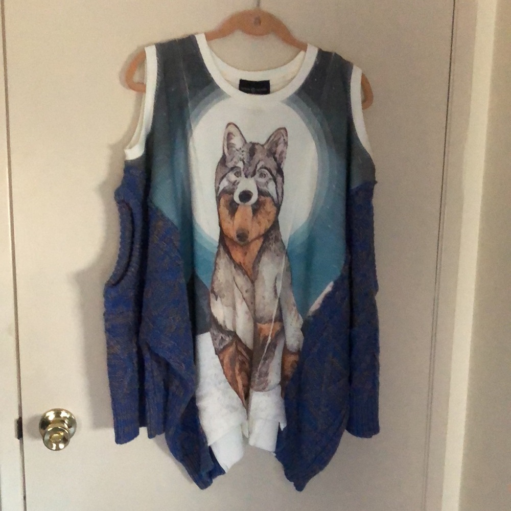 Cozy Chic Oversized chunky sweater, French-terry blend! Bear print front! M/L